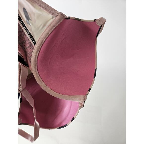 Vtg Y2k PINK Victoria Secret Camo Pink Super Push Up Bra Womans Size 32DD - Picture 4 of 6